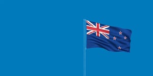New Zealand flag with illustrated flag pole