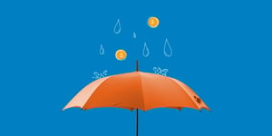Booster Savvy app red umbrella illustration rain money